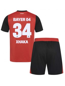 Bayer Leverkusen Granit Xhaka #34 Heimtrikotsatz für Kinder 2024-25 Kurzarm (+ Kurze Hosen)